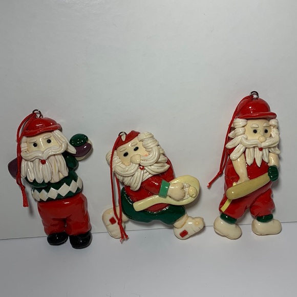 VTG House of Lloyd Santa Sports Ornaments Polymer Clay Handcrafted - Picture 1 of 11